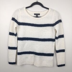 BANANA REPUBLIC White Striped Wool Alpaca Sweater